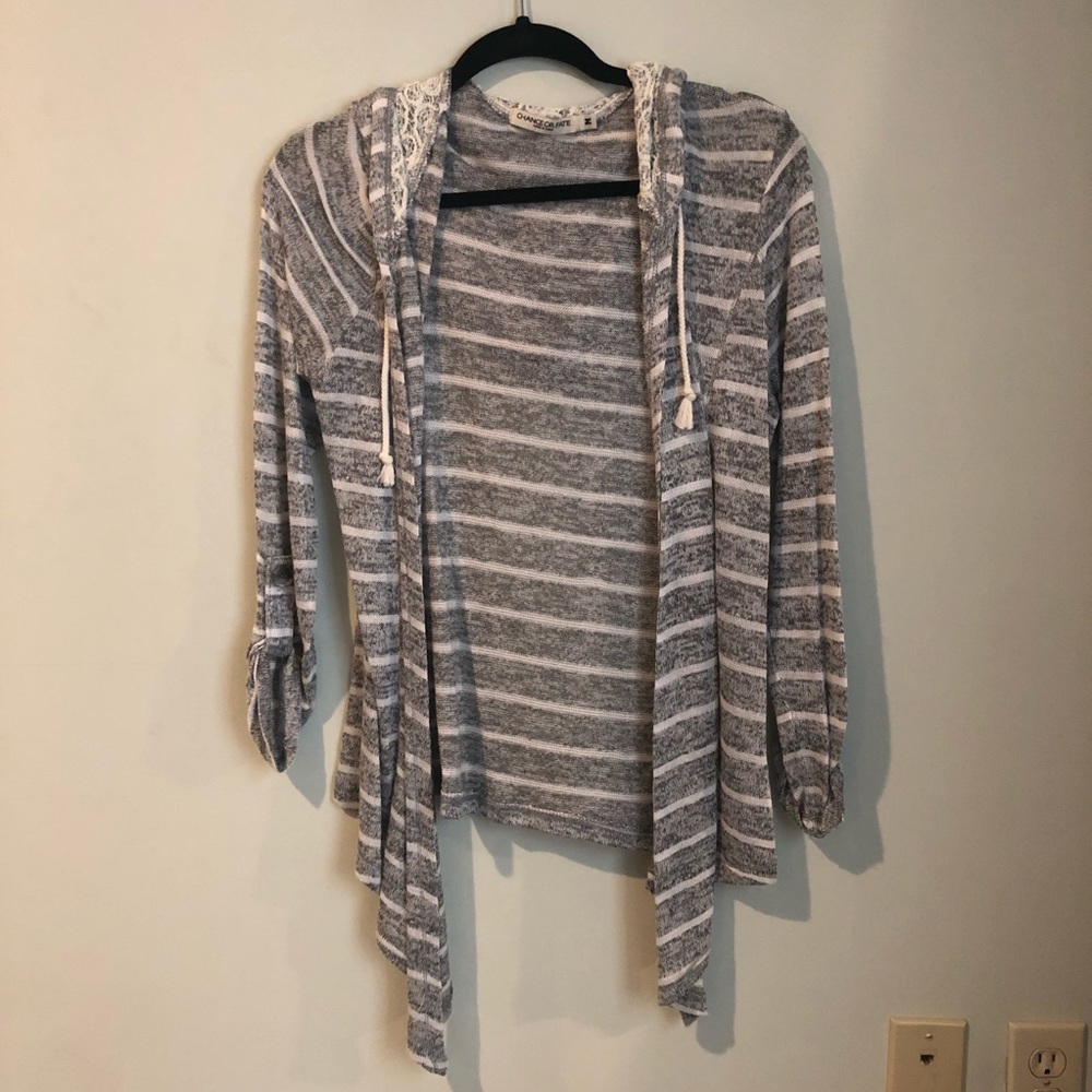 cardigan with knitted hood